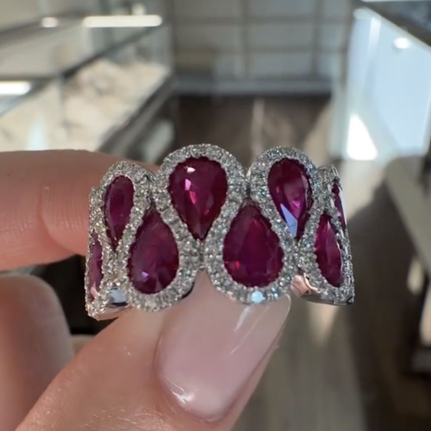 Luxury 5.8ct Pear Cut Ruby Ring