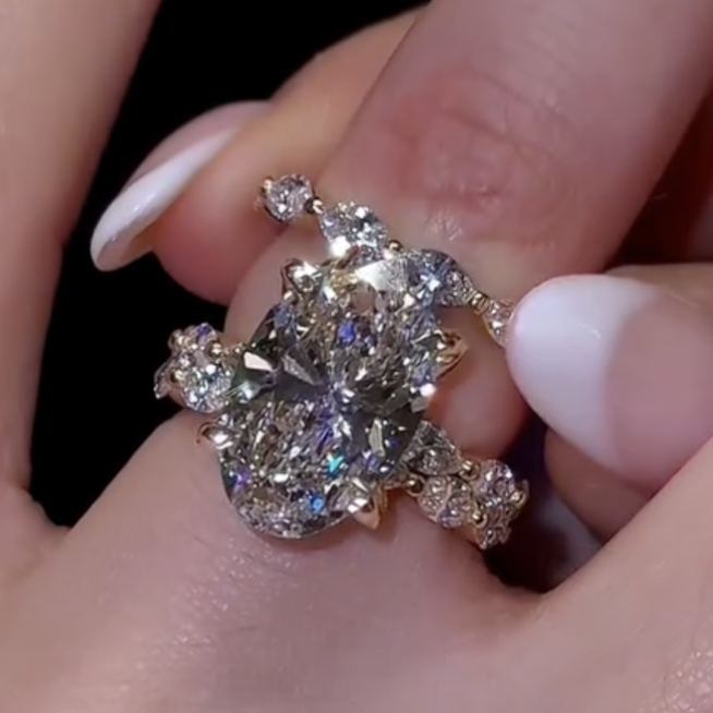 Luxury 6.2ct Oval Cut White Sapphire Engagement Ring