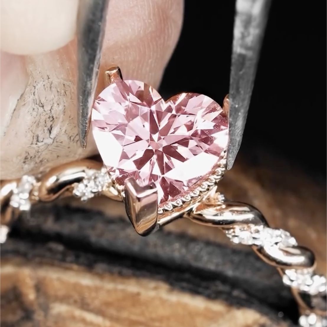 Romantic 3.5ct Heart Cut Pink Sapphire Engagement Ring
