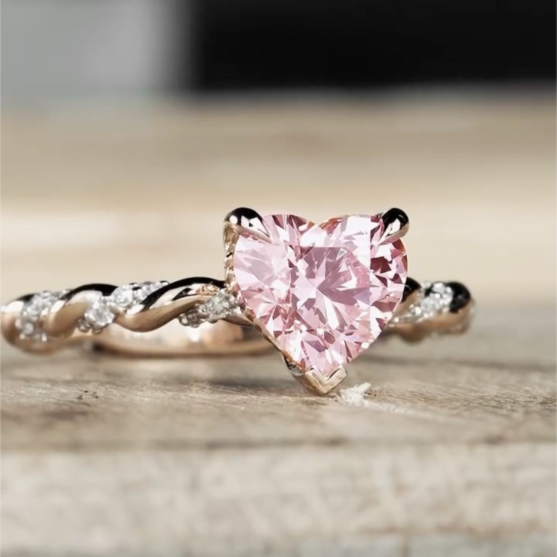 Romantic 3.5ct Heart Cut Pink Sapphire Engagement Ring
