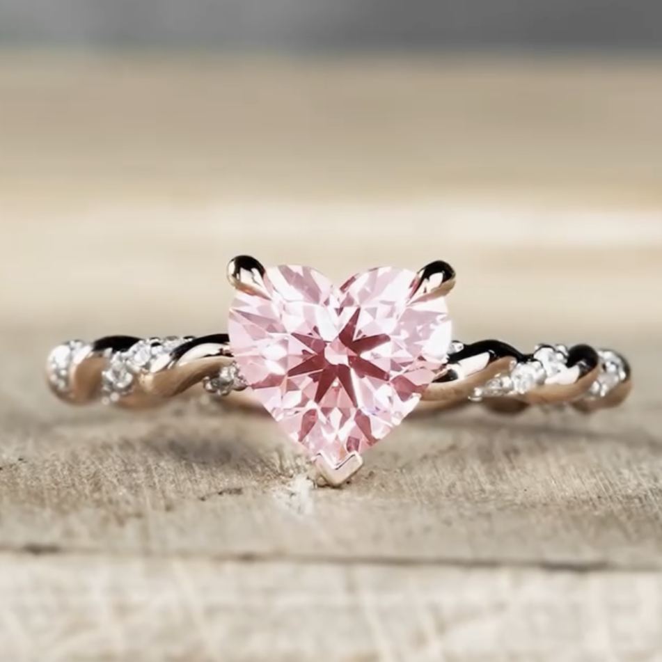 Romantic 3.5ct Heart Cut Pink Sapphire Engagement Ring