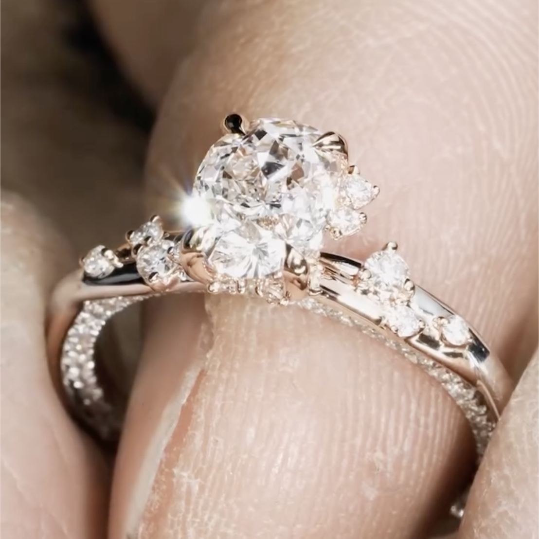 Romantic 4.8ct Oval Cut White Sapphire Engagement Ring