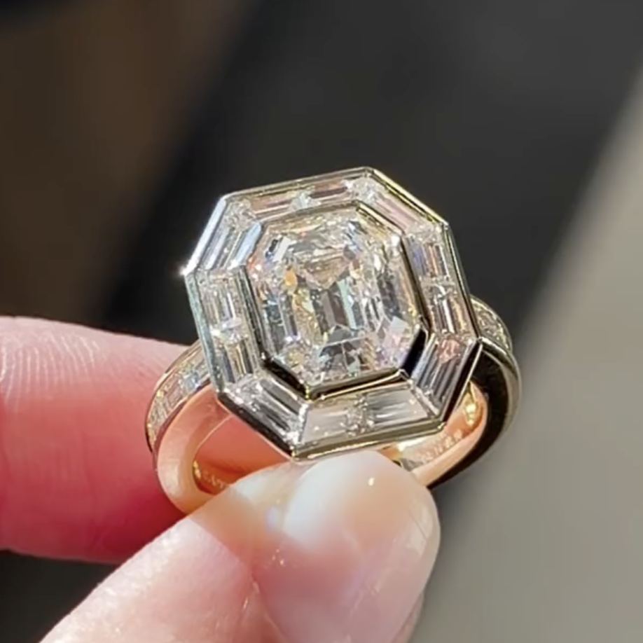 Luxury 6.8ct Emerald Cut White Sapphire Engagement Ring