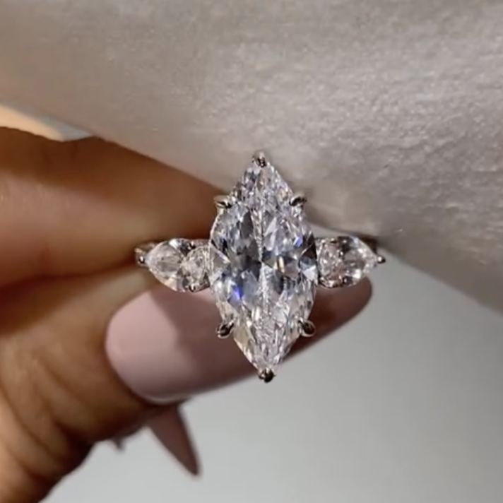 Romantic 3.2ct Marquise Cut White Sapphire Ring