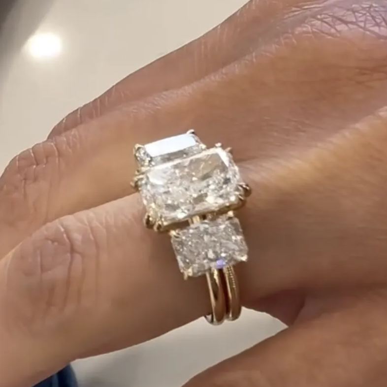 Luxury 9.2ct Princess Cut White Sapphire Ring Set