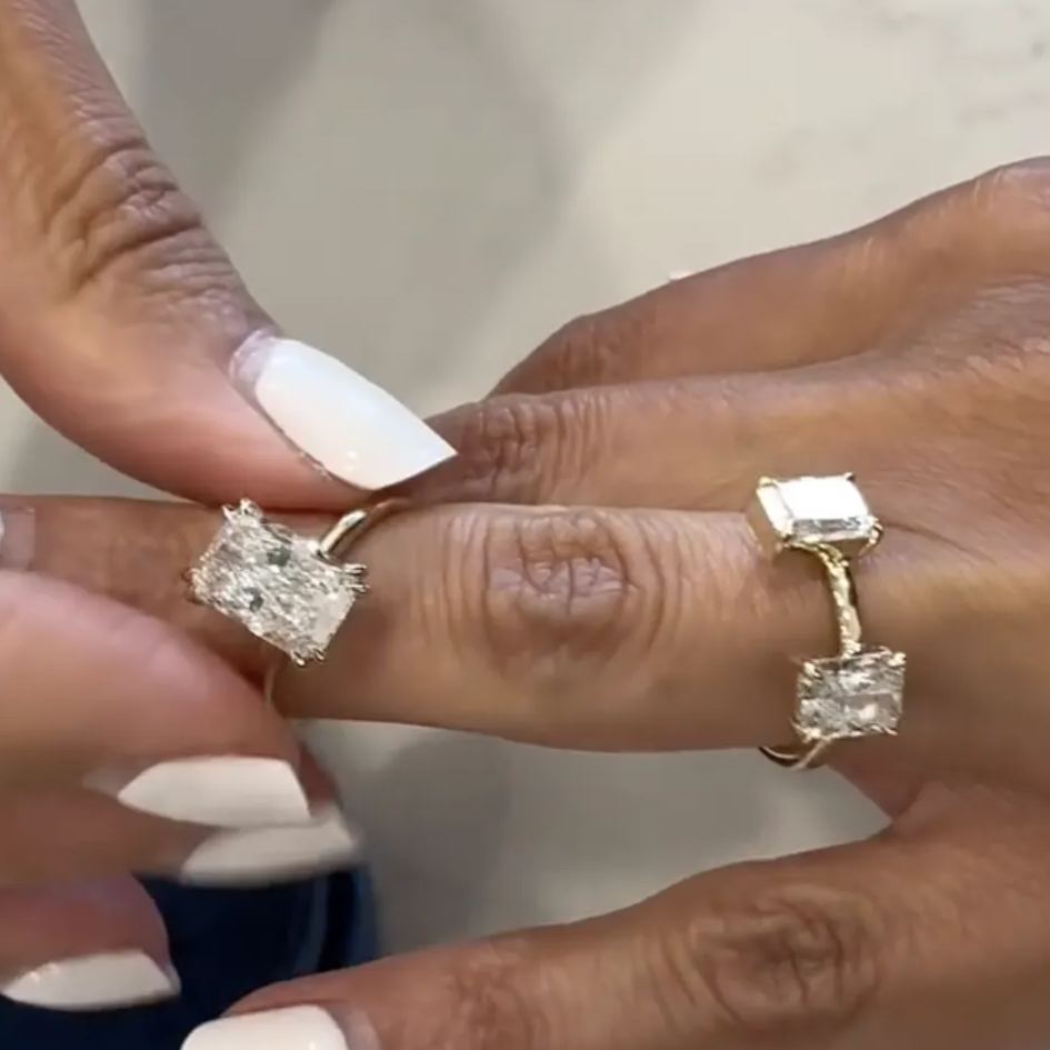 Luxury 9.2ct Princess Cut White Sapphire Ring Set