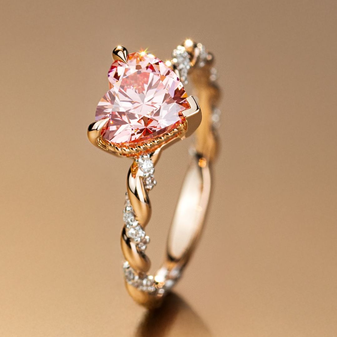 Romantic 3.5ct Heart Cut Pink Sapphire Engagement Ring