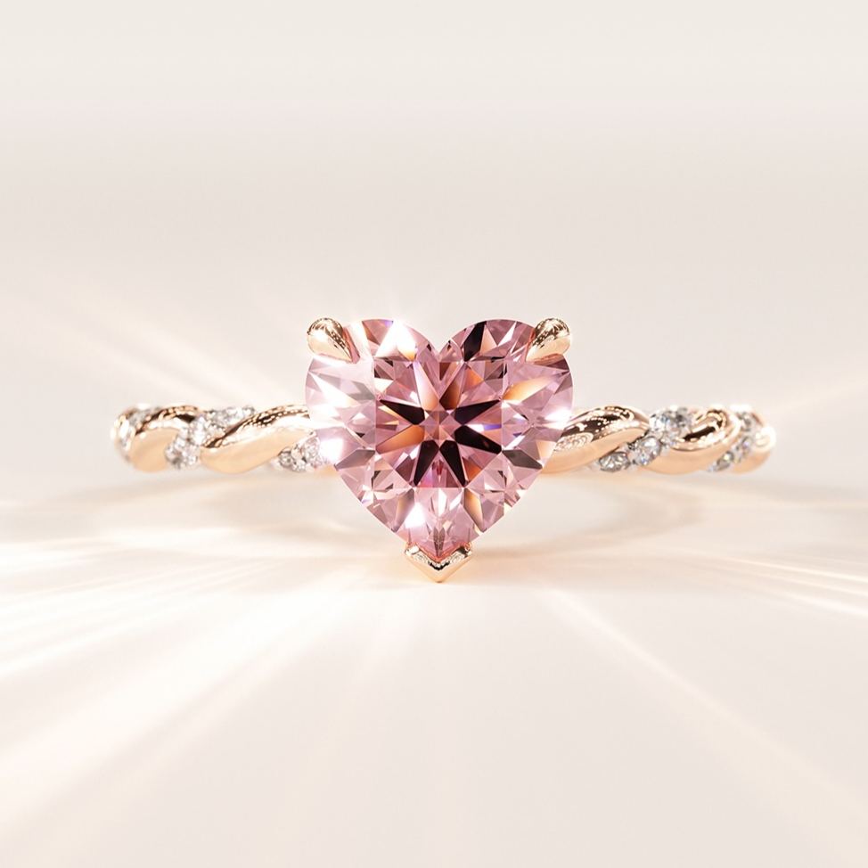 Romantic 3.5ct Heart Cut Pink Sapphire Engagement Ring