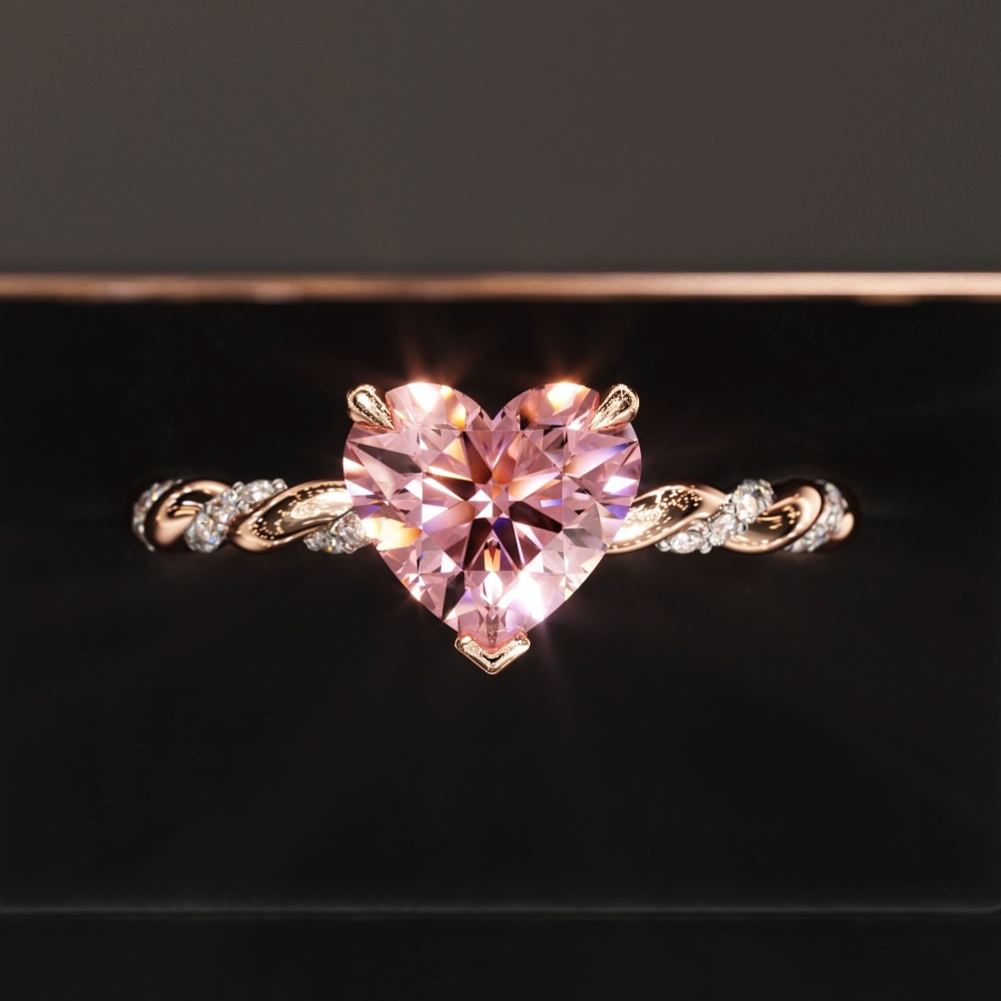Romantic 3.5ct Heart Cut Pink Sapphire Engagement Ring