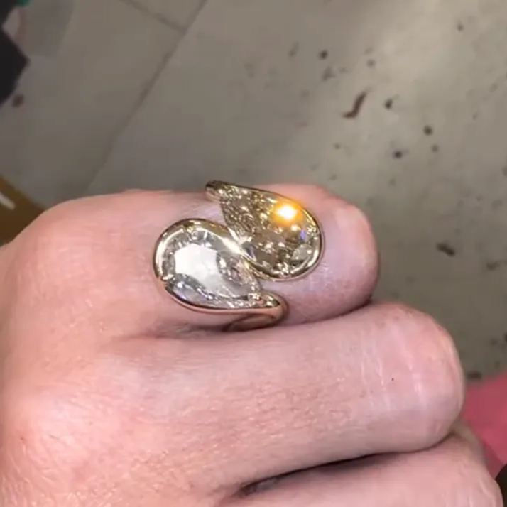 Dynamic Duo 4ct Double Pear Cut Rainbow Sapphire Statement Ring