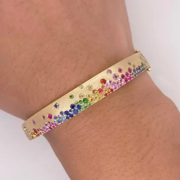 Flush Set Multicolor Sapphire Rainbow Starry Bangle