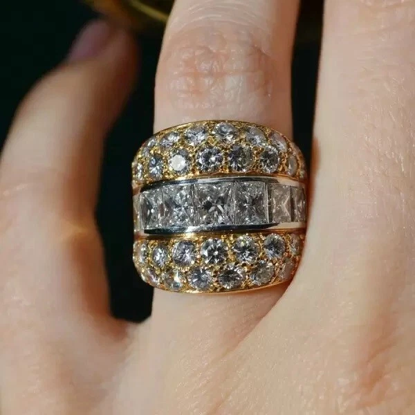 6 Carat Radiant Cut Created Diamond Vintage Wedding Ring