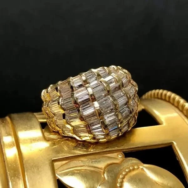 6.40Ctw Baguette Lab Created Diamond  Vintage Wedding Ring