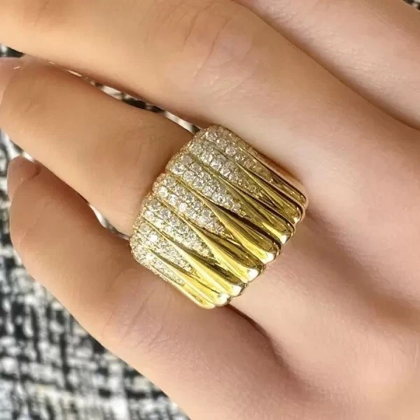 2.5 Carat Lab-Grown Diamond Pave Waterfall Ring