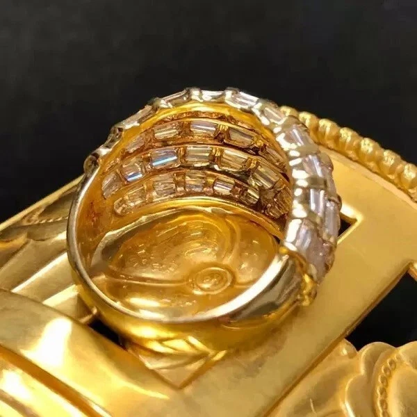 6.40Ctw Baguette Lab Created Diamond  Vintage Wedding Ring