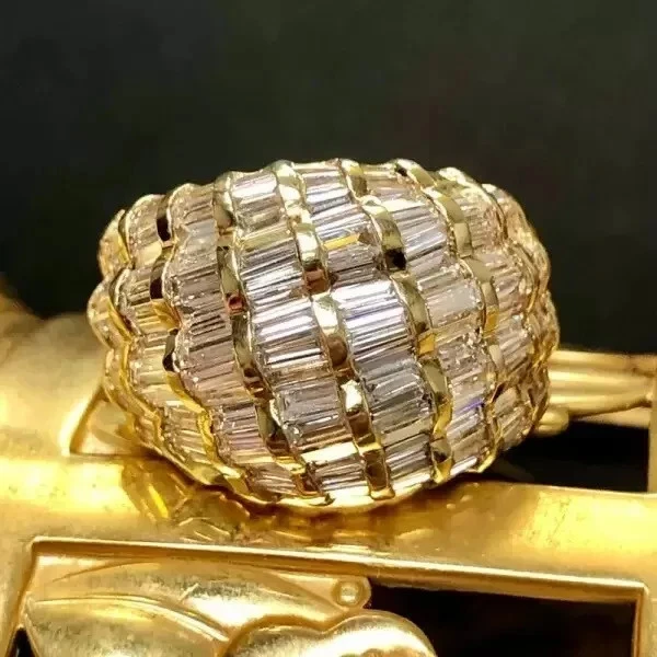 6.40Ctw Baguette Lab Created Diamond  Vintage Wedding Ring