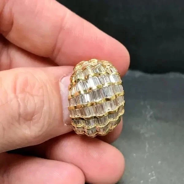 6.40Ctw Baguette Lab Created Diamond  Vintage Wedding Ring