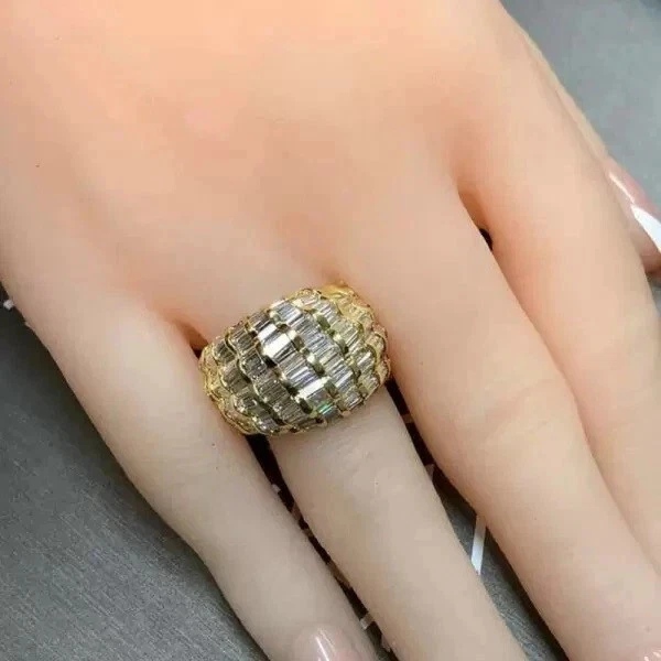 6.40Ctw Baguette Lab Created Diamond  Vintage Wedding Ring
