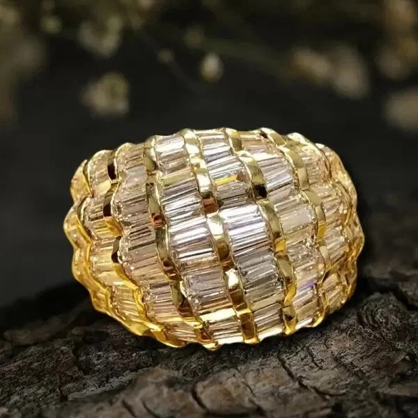 6.40Ctw Baguette Lab Created Diamond  Vintage Wedding Ring