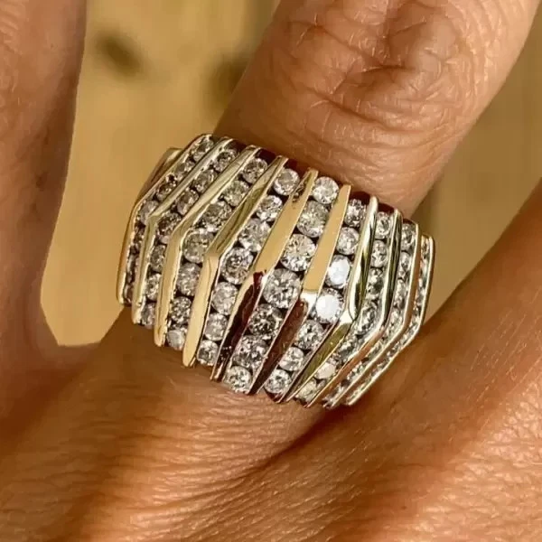 4 ctw Round Cut White Gemstone Pavé Ring