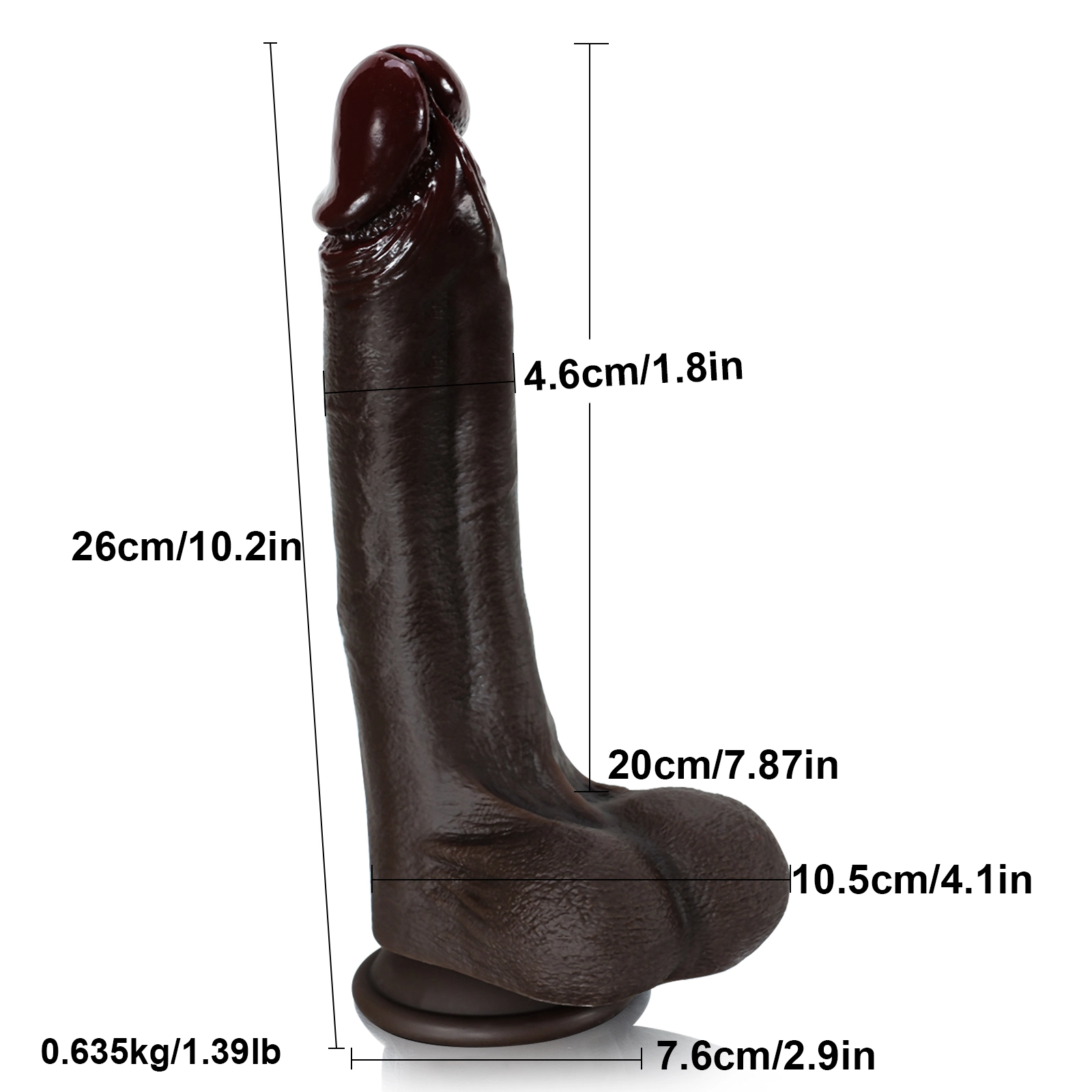 Énorme Gode Noir Réaliste avec Ventouse 26cm