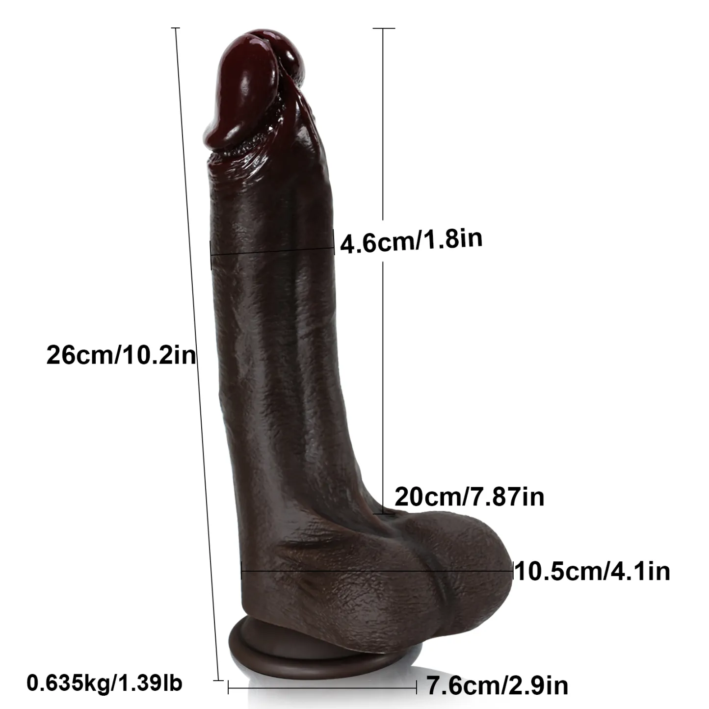 Énorme Gode Noir Réaliste avec Ventouse 26cm