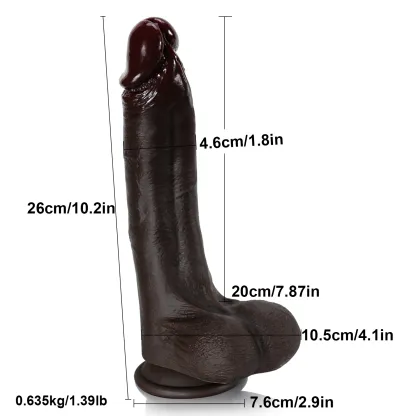 Énorme Gode Noir Réaliste avec Ventouse 26cm