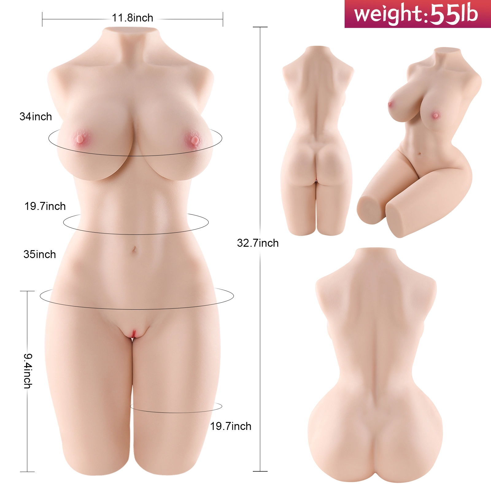 Aaliyah – Torse Sexuel Féminin Grande Taille de 55 lb