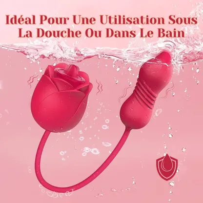 2 in 1 Vibromasseur Rose avec Stimulateur de Léchage Clitoridien