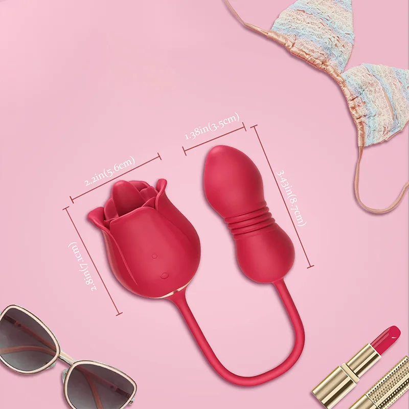 2 in 1 Vibromasseur Rose avec Stimulateur de Léchage Clitoridien