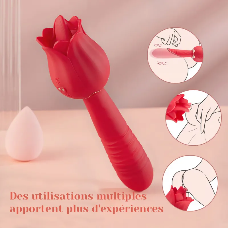5 Poussée & Vibration 7 Léchage de Langue Vibromasseur Rose Faible Bruit