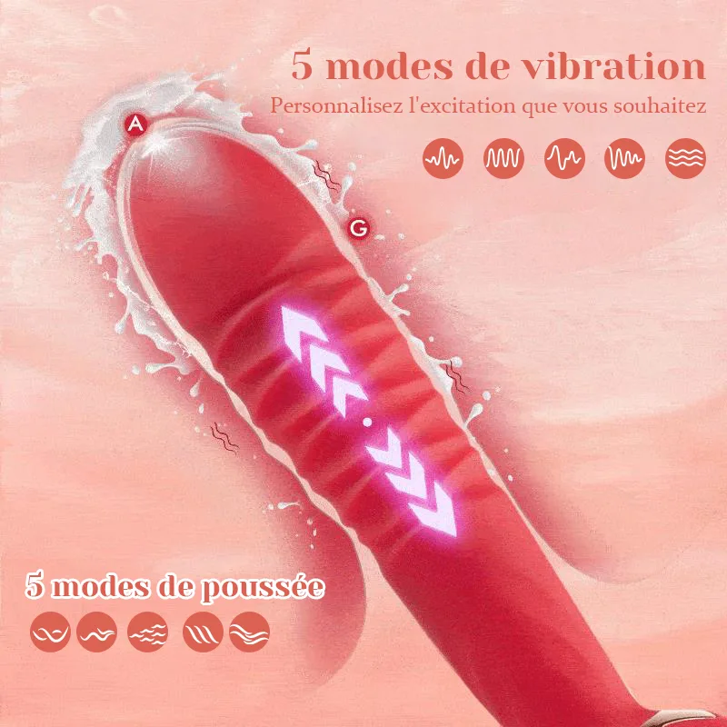 5 Poussée & Vibration 7 Léchage de Langue Vibromasseur Rose Faible Bruit