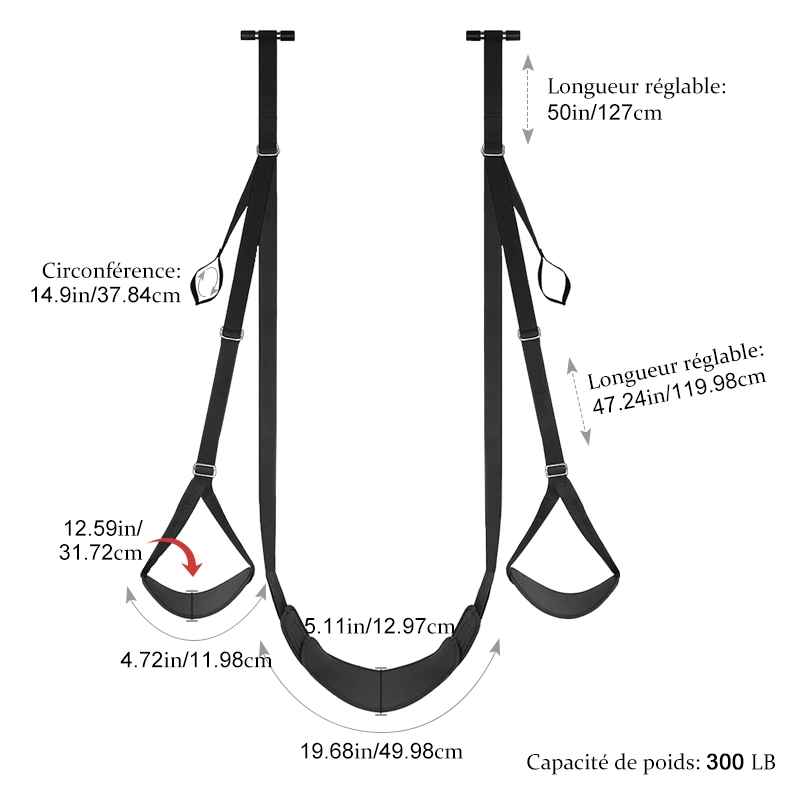 Balancoire Sexuelle de Porte avec Siège, Supporte Jusqu'à 200 kg