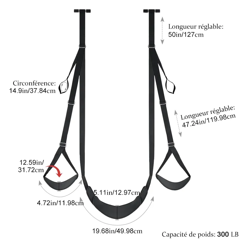 Balancoire Sexuelle de Porte avec Siège, Supporte Jusqu'à 200 kg