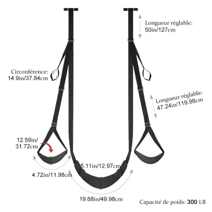 Balancoire Sexuelle de Porte avec Siège, Supporte Jusqu'à 200 kg