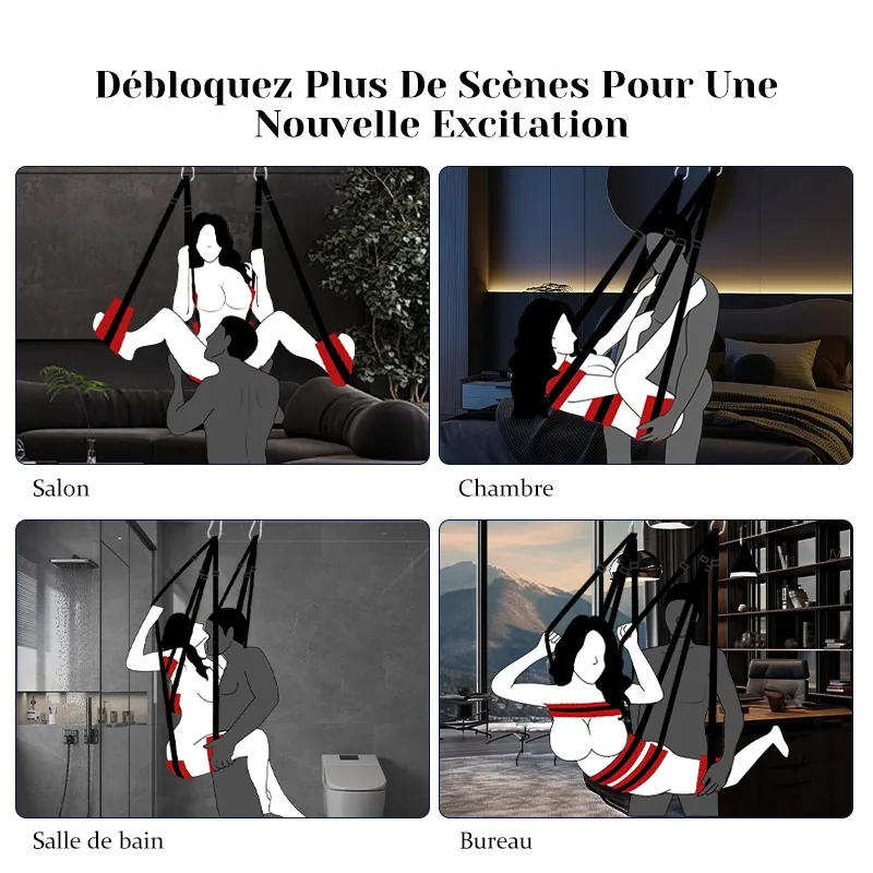 Balancoire Sexuelle Réglable à 360° avec Cadre Triangulaire en Acier