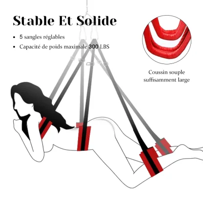 Balancoire Sexuelle Réglable à 360° avec Cadre Triangulaire en Acier