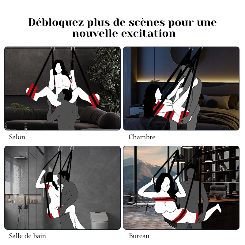 Balancoire Sexuelle Réglable à 360° avec Cadre Triangulaire en Acier
