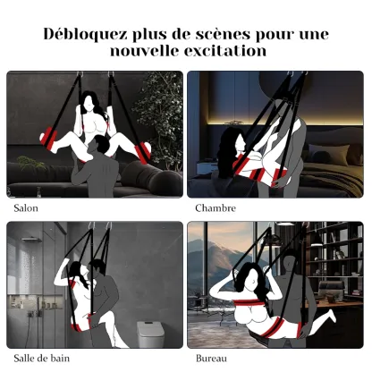 Balancoire Sexuelle Réglable à 360° avec Cadre Triangulaire en Acier