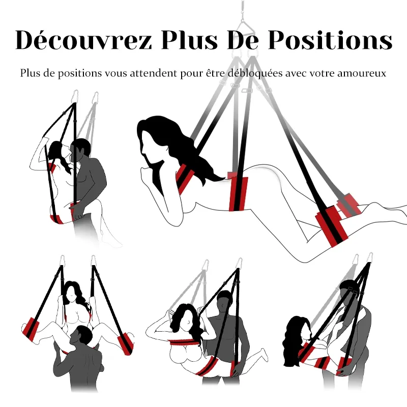 Balancoire Sexuelle Réglable à 360° avec Cadre Triangulaire en Acier