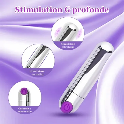 Bullet Vibrator Argent Rechargeable