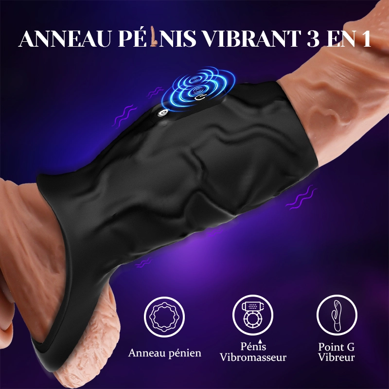 Cockring 10 Vibration avec Manchon Pénien