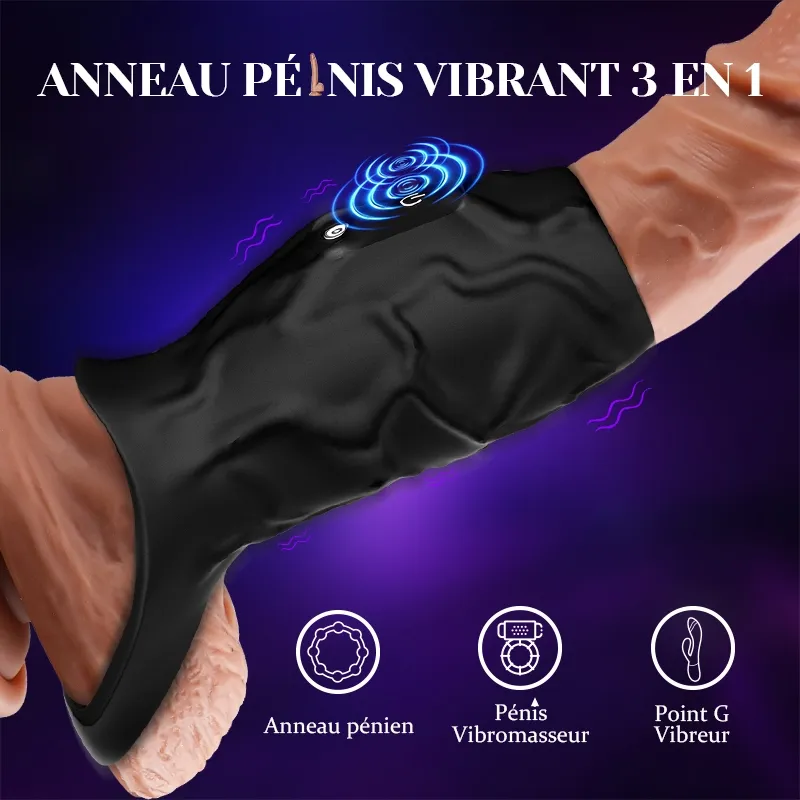 Cockring 10 Vibration avec Manchon Pénien