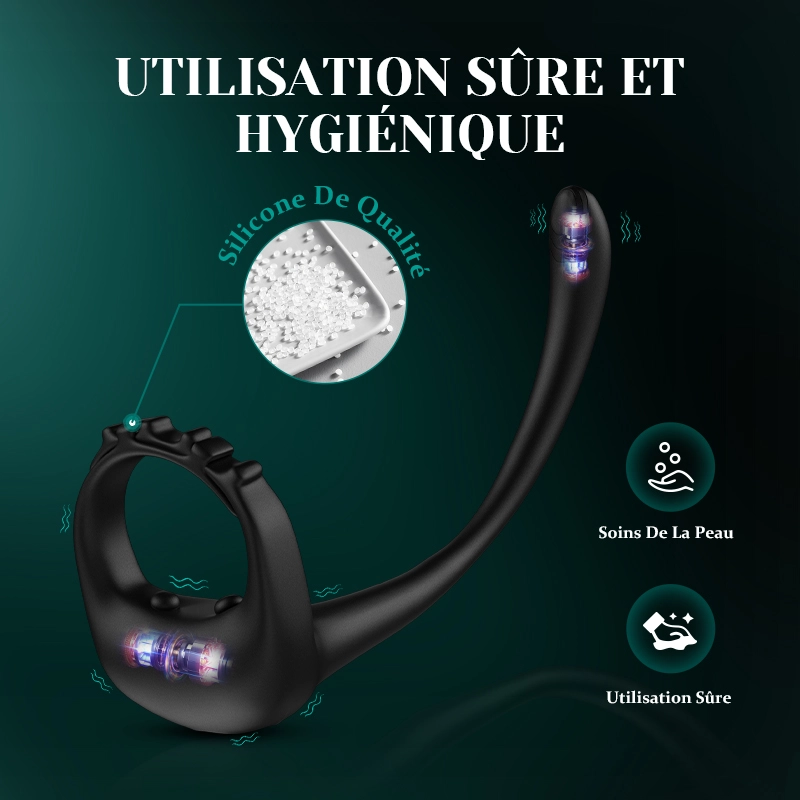 Cockring Ajustable 10 Vibrations Strap-On Stimulant Prostatique
