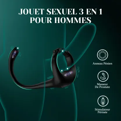 Cockring Ajustable 10 Vibrations Strap-On Stimulant Prostatique