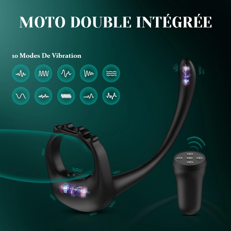 Cockring Ajustable 10 Vibrations Strap-On Stimulant Prostatique