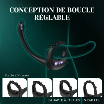 Cockring Ajustable 10 Vibrations Strap-On Stimulant Prostatique
