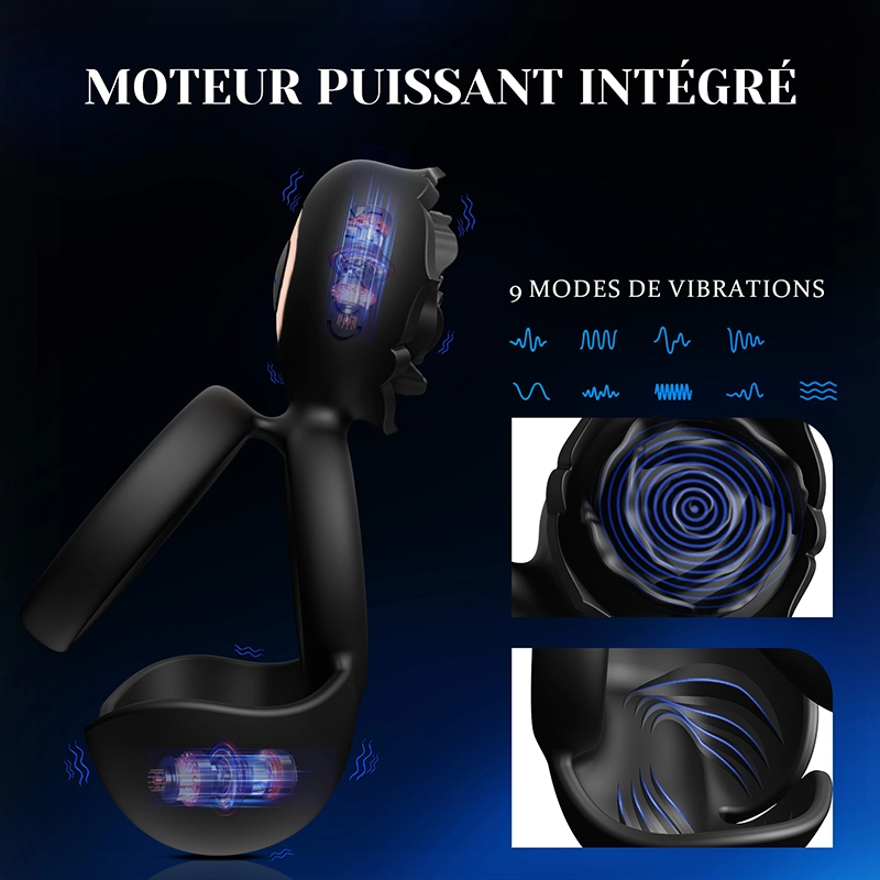 Cockring 3 en 1 Stimulateur Pénis, Testicules et Clitoris