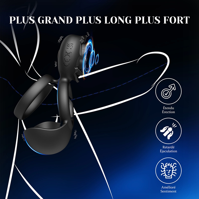 Cockring 3 en 1 Stimulateur Pénis, Testicules et Clitoris