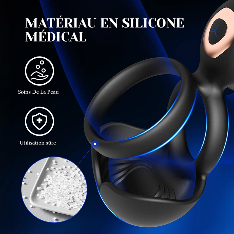 Cockring 3 en 1 Stimulateur Pénis, Testicules et Clitoris